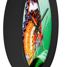 Load image into Gallery viewer, "Malay Lacewing Butterfly 2" 10" Fine Art Wall Clock