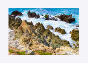 "Beach Rocks in Puerto Vallara, Mexico" Matted Fine Art Print