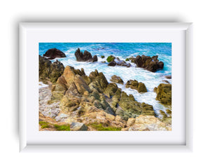 "Beach Rocks in Puerto Vallara, Mexico" Matted Fine Art Print