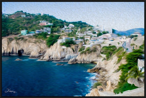 "Cliffs in Acapulco 1" 12x18 Framed Print