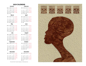 "African Man Profile" 17x22 inch 2024 Fine Art Calendar