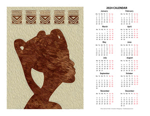 "African Woman Profile" 17x22 inch 2024 Fine Art Calendar
