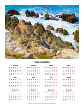 Load image into Gallery viewer, &quot;Beach Rocks - Puerto Vallarta, Mexico&quot; 17x22 inch 2024 Fine Art Calendar