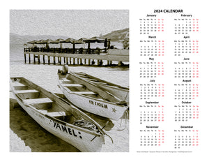 "Boats at the Beach in Acapulco, Mexico" 17x22 inch 2024 Fine Art Calendar