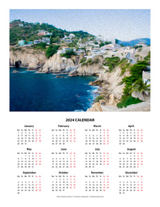 "Cliffs in Acapulco, Mexico" 17x22 inch 2024 Fine Art Calendar