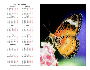 "Malay Lacewing Butterfly 1" 17x22 inch 2024 Fine Art Calendar