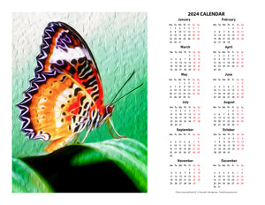 "Malay Lacewing Butterfly 2" 17x22 inch 2024 Fine Art Calendar