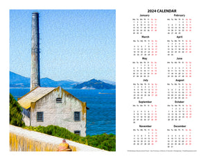 "Old Building at Alcatraz Island Prison" 17x22 inch 2024 Fine Art Calendar