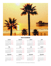 Load image into Gallery viewer, &quot;Sunset at the Beach in Oceanside, California&quot; 17x22 inch 2024 Fine Art Calendar