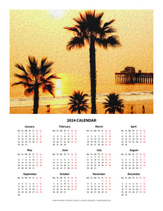 "Sunset at the Beach in Oceanside, California" 17x22 inch 2024 Fine Art Calendar