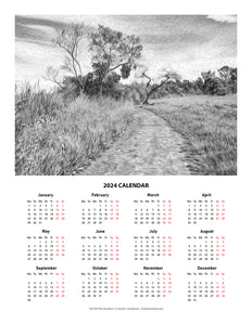 "The Path That Lies Ahead" BW 17x22 inch 2024 Fine Art Calendar