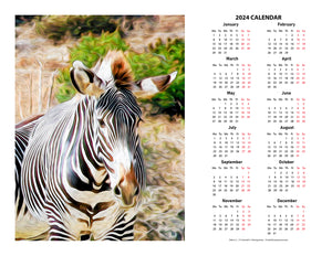 "Zebra 1" 17x22 inch 2024 Fine Art Calendar