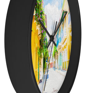 "Colonial Street - Cartagena De Indias, Colombia" 10" Fine Art Wall Clock