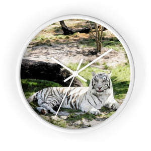 "White Tiger at Rest - L" 10" Fine Art Wall Clock