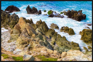 "Beach Rocks in Puerto Vallarta, Mexico" 12x18 Framed Print