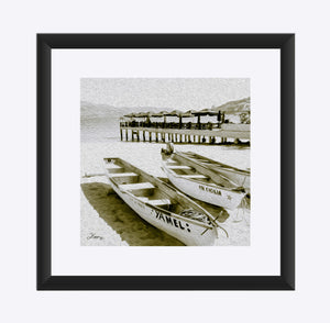 "Boats at the Beach in Acapulco, Mexico" Matted Fine Art Print