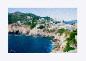 "Cliffs in Acapulco, Mexico 1" Matted Fine Art Print