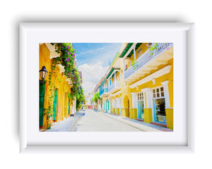 "Colonial Street - Cartagena De Indias, Colombia" Matted Fine Art Print