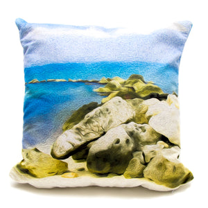 "The Jetty At Seven Mile Beach - Grand Cayman" 18"x18" Velveteen Fine Art Pillow Case