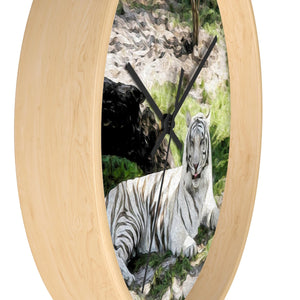 "White Tiger at Rest - L" 10" Fine Art Wall Clock